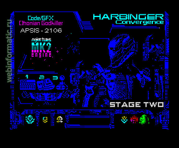 Harbinger - Convergence part 2 | ZX Spectrum | game | Cthonian Godkiller, 2016   / play online
