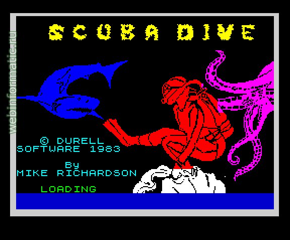 Scuba Dive | ZX Spectrum | arcade game | Durell Software Ltd, 1983 play online  