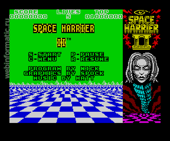 Space Harrier II | ZX Spectrum | shooter game | Grandslam Entertainments Ltd, 1990 play online  