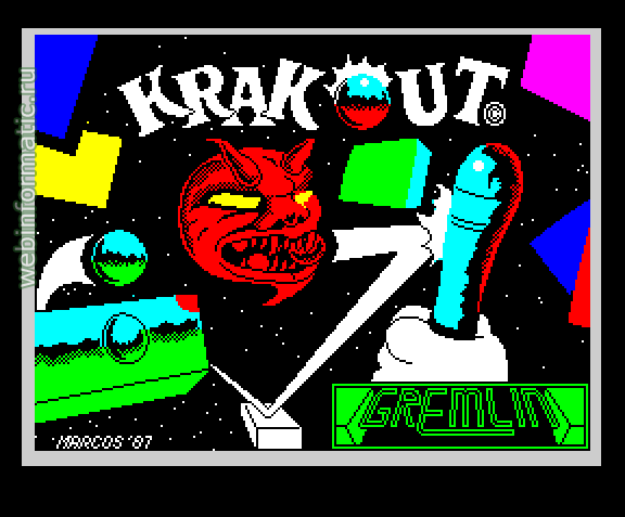 Krakout | ZX Spectrum | arcade game | Gremlin Graphics Software Ltd, 1987 play online  