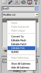преобразование объекта box в editable poly
