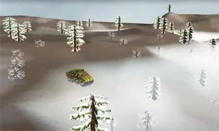 видео про едущий по зимней местности броневичок