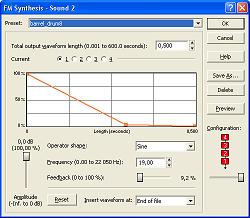 Диалоговое окно параметров FM-синтезатора