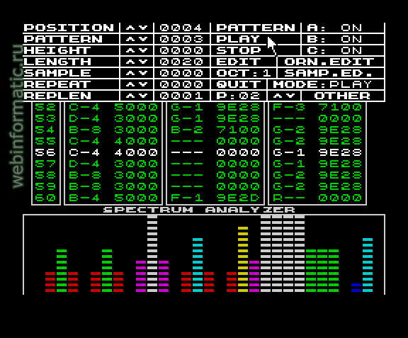 Soundtracker | ZX Spectrum | music editor | Ultrasoft, 1993 play online играть онлайн