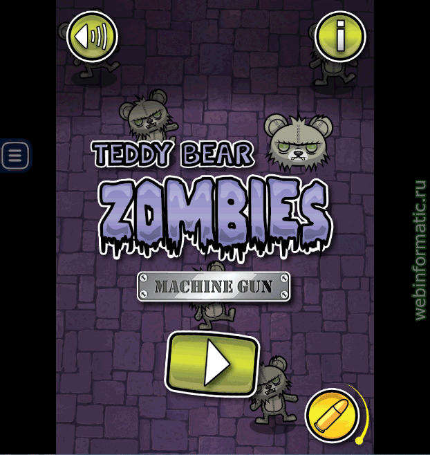 Teddy Bear Zombies Machine Gun | angle shooter play online играть онлайн